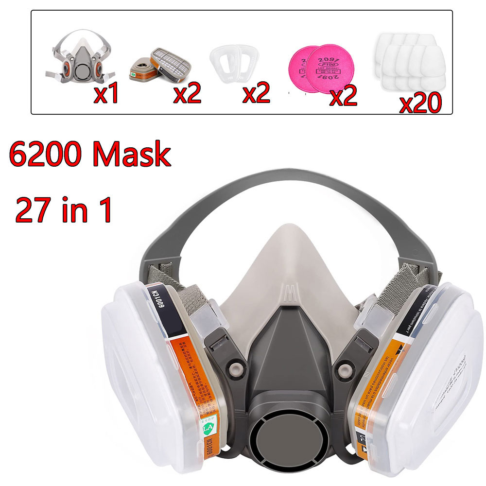 Dust Mask Construction - ガスマスク6200セット 車両塗装スプレー用 カートリッジボックス6001/6002付き 有機酸蒸気用 5N11フィルター 防塵