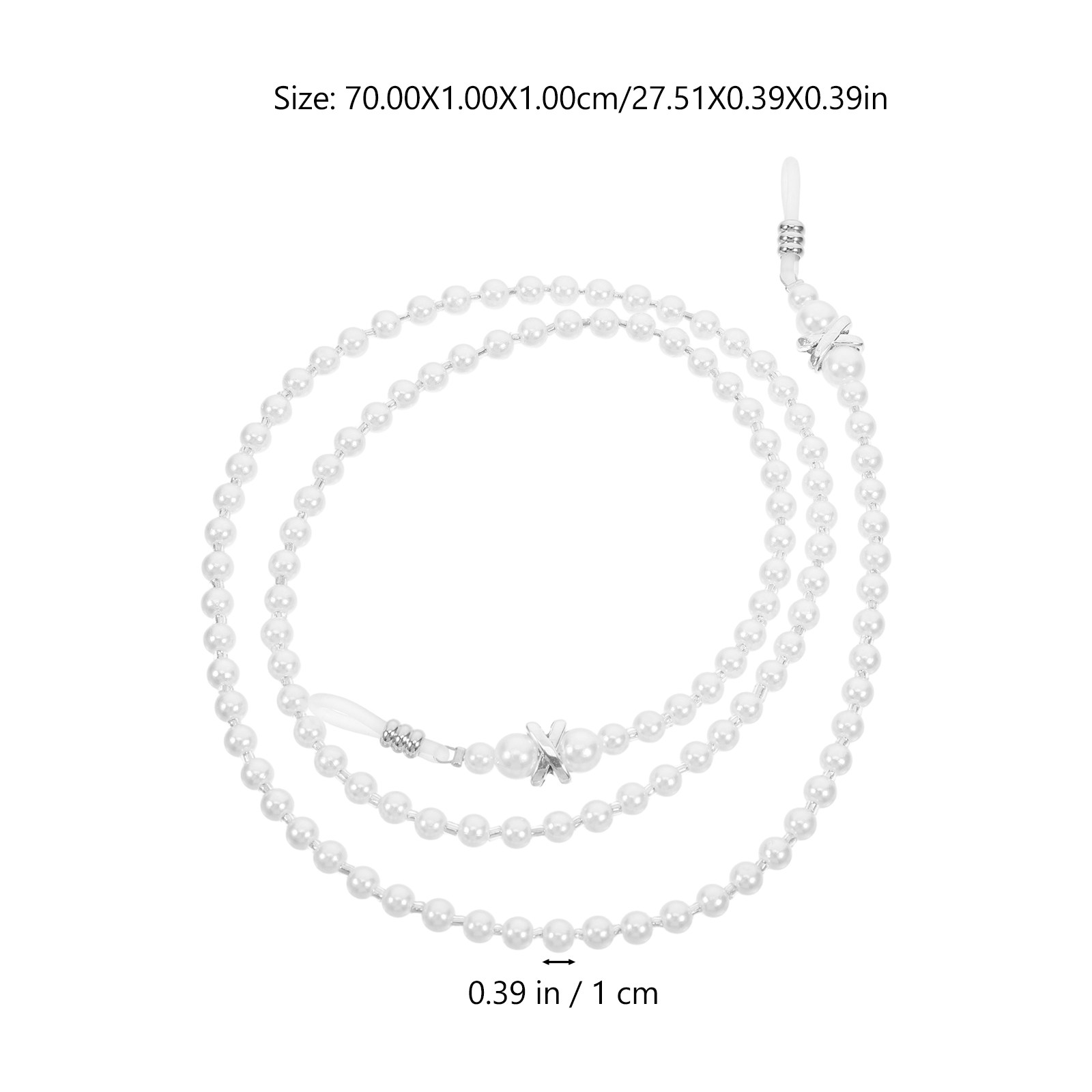 パール製のメガネチェーン。ビーズがあしらわれた滑り止め付きの - Mask Chain Holder のレビューと価格