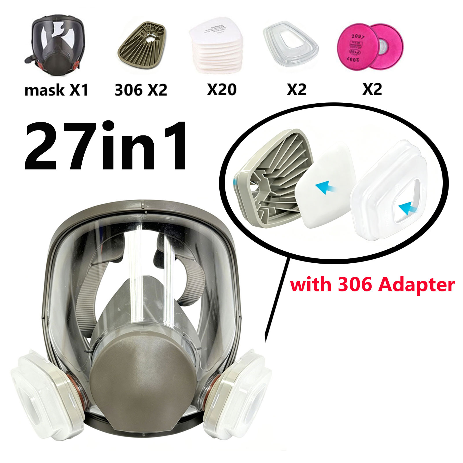 6800フルフェイスマスク（306フィルターアダプター付き） - Dust Mask Construction のレビューと価格